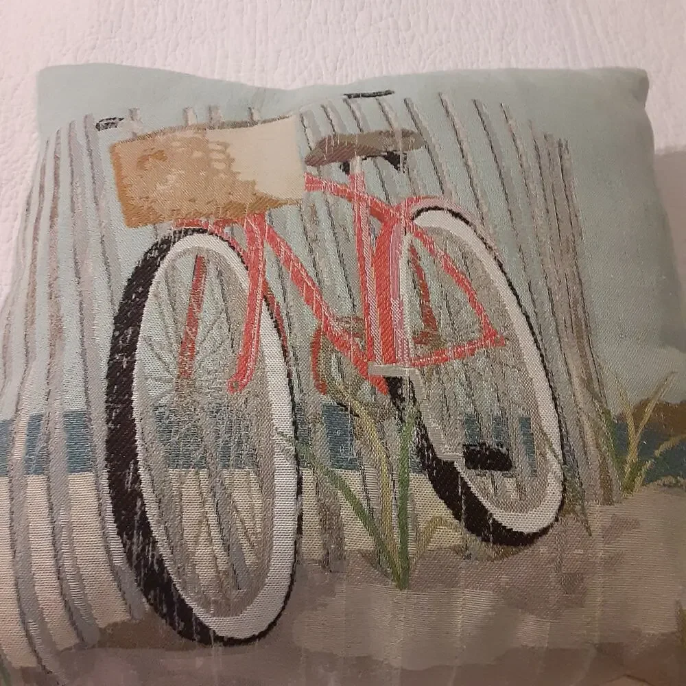Nantucket Bicycle Pillow Textured Calming Colors